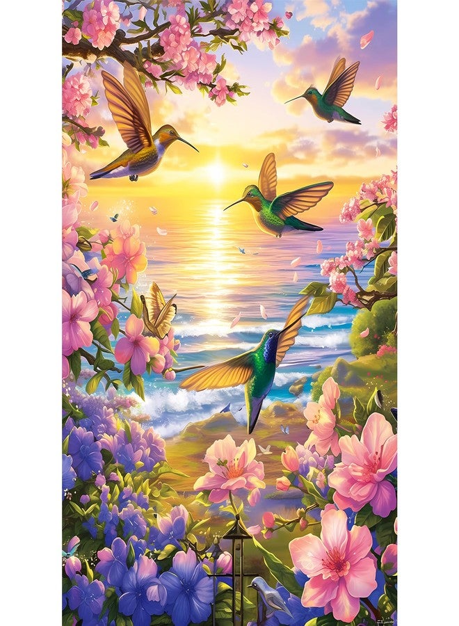WSCXSC 300 Pieces Puzzles for Adult Jigsaw Puzzle 300 Piece Children Elderly Puzzle Hummingbird Beach Flower Puzzle Gift for Mom Dad Family Friend Family Activity Games Home Decor Wall Art 20.5x15IN - Image 1